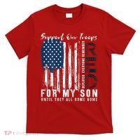 On Friday We Wear Red For My Son Military Support Us Flag T-Shirt thumb 0