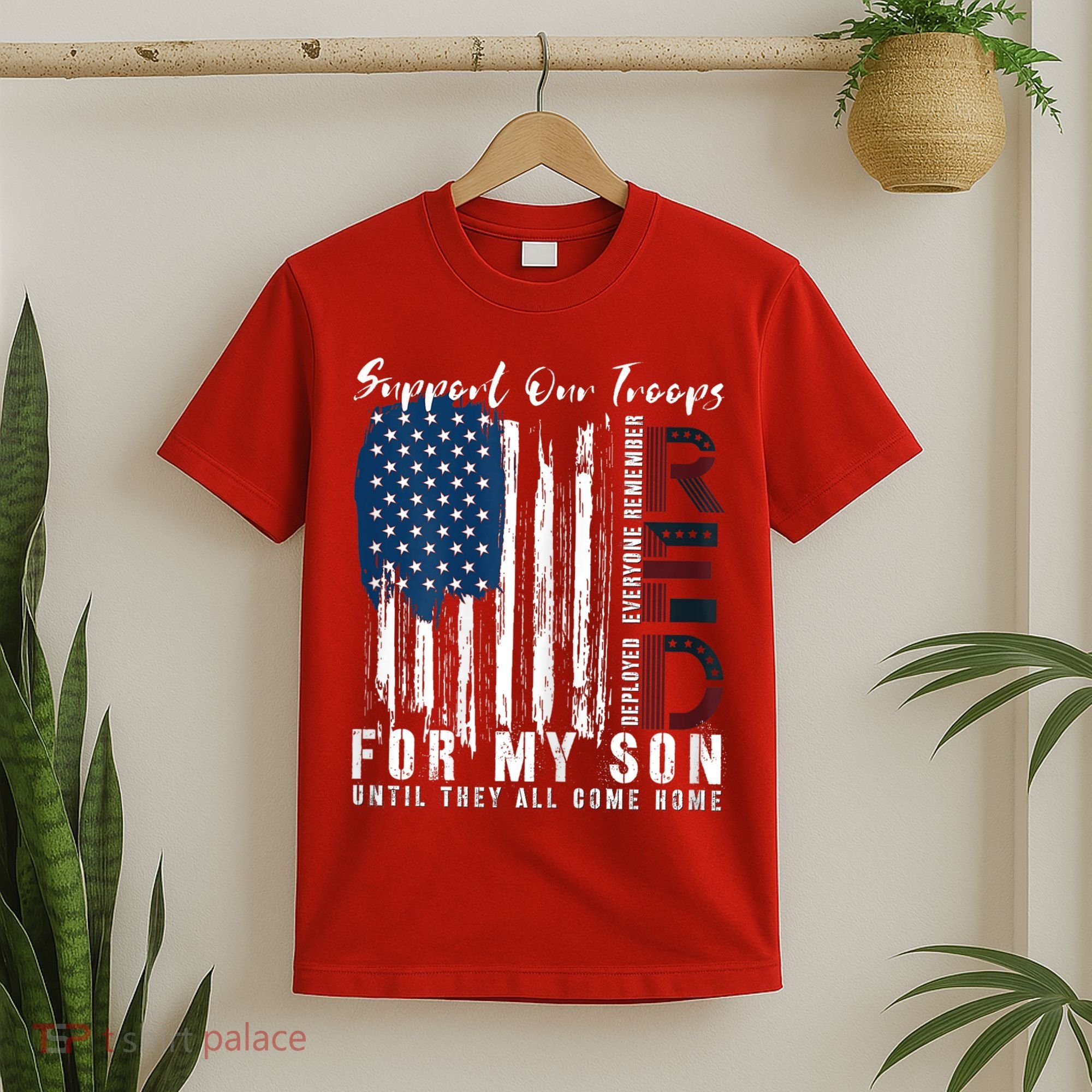 On Friday We Wear Red For My Son Military Support Us Flag T-Shirt