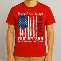 On Friday We Wear Red For My Son Military Support Us Flag T-Shirt thumb 3