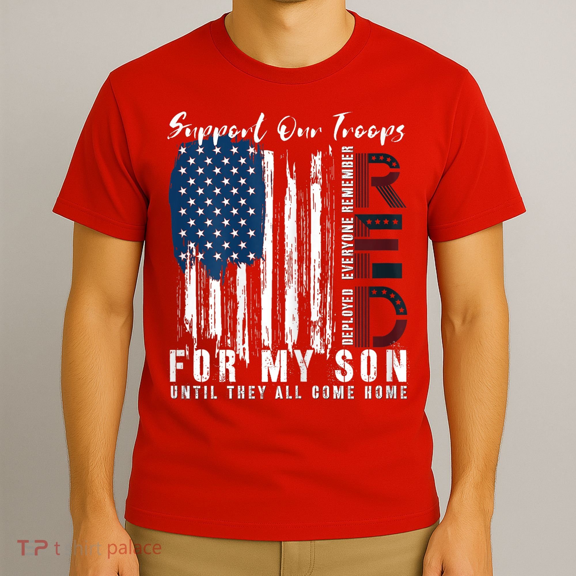 On Friday We Wear Red For My Son Military Support Us Flag T-Shirt