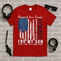 On Friday We Wear Red For My Son Military Support Us Flag T-Shirt thumb 5
