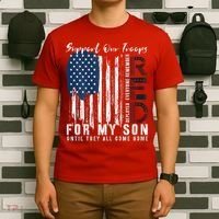 On Friday We Wear Red For My Son Military Support Us Flag T-Shirt thumb 6