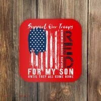 On Friday We Wear Red For My Son Military Support Us Flag Coaster thumb 0