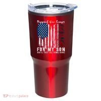 On Friday We Wear Red For My Son Military Support Us Flag Tumbler thumb 0