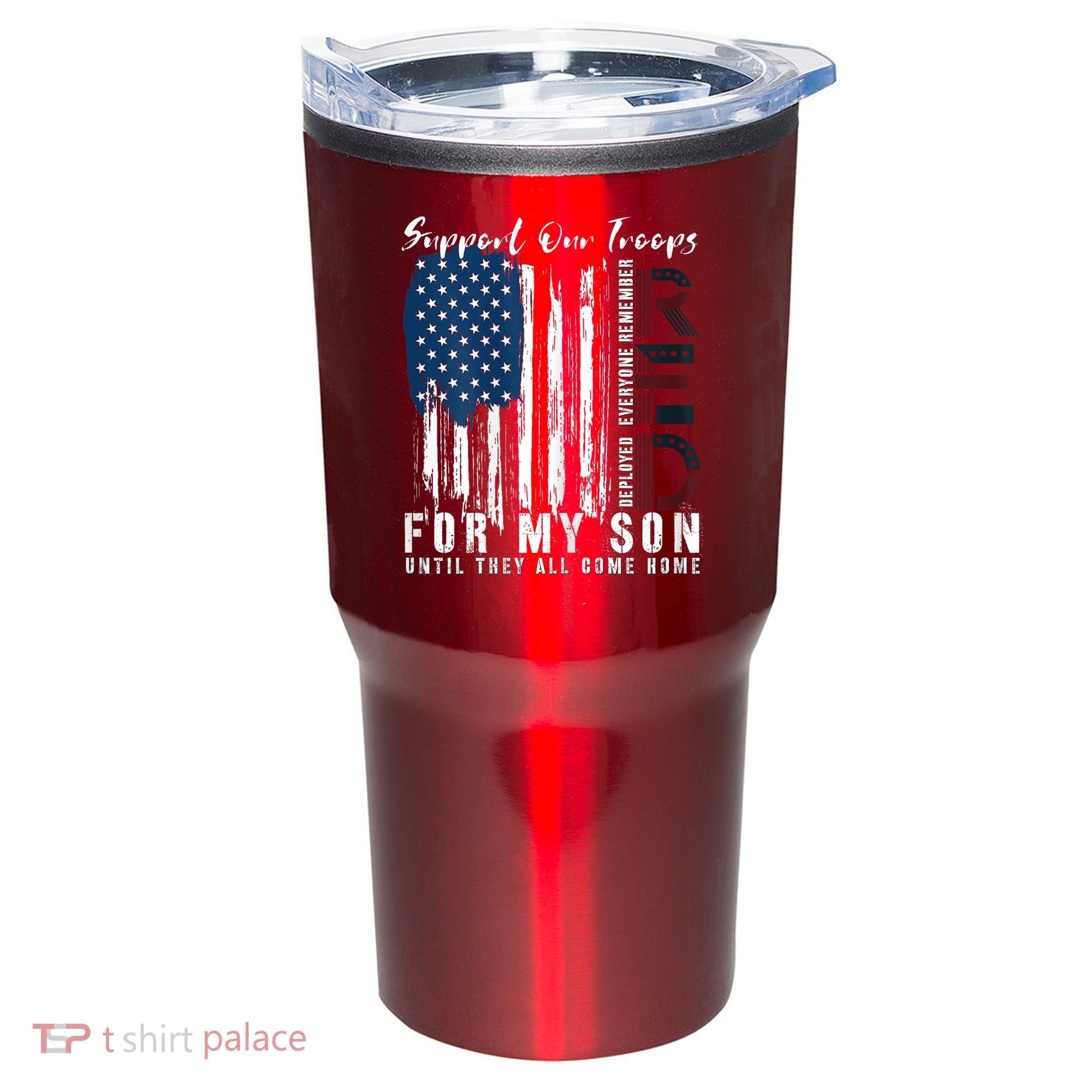 On Friday We Wear Red For My Son Military Support Us Flag Tumbler