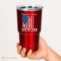 On Friday We Wear Red For My Son Military Support Us Flag Tumbler thumb 2