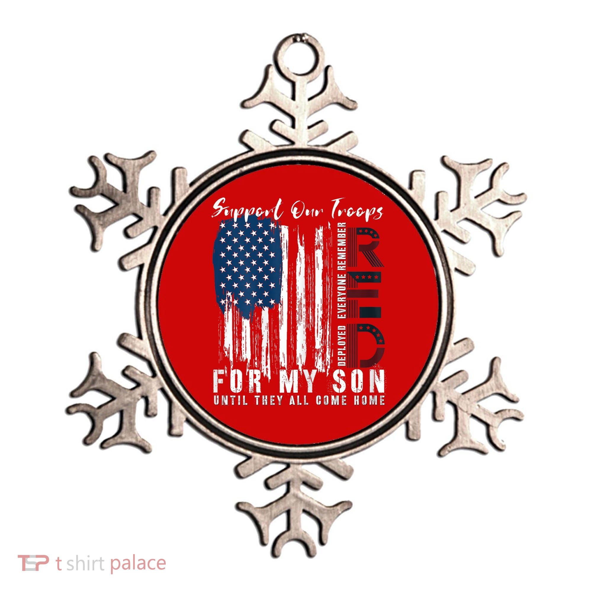 On Friday We Wear Red For My Son Military Support Us Flag Ornament