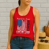 On Friday We Wear Red For My Son Military Support Us Flag Women's Tank Top thumb 2