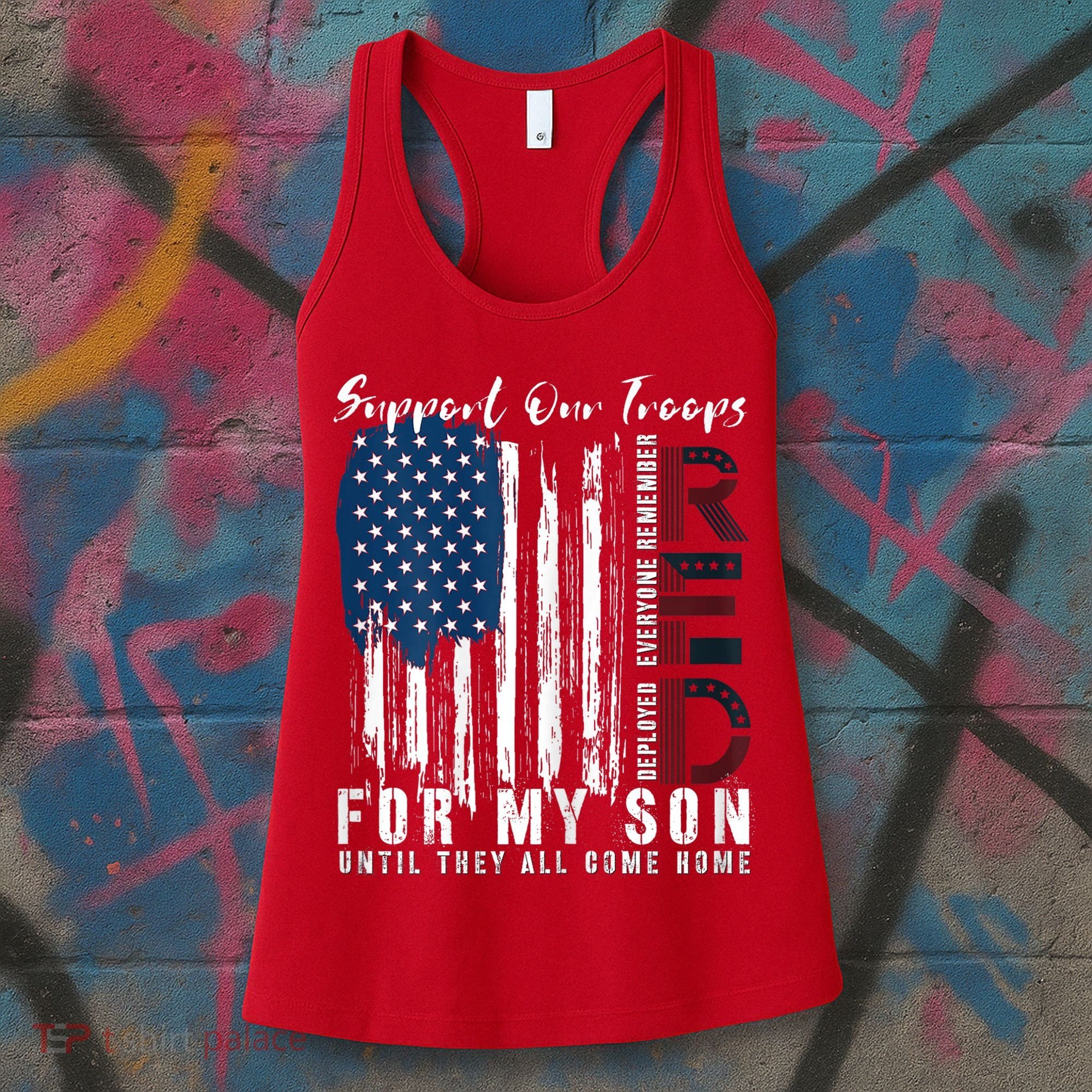 On Friday We Wear Red For My Son Military Support Us Flag Women's Tank Top