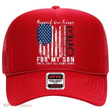 On Friday We Wear Red For My Son Military Support Us Flag Hat