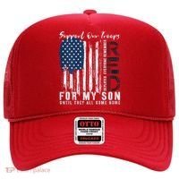 On Friday We Wear Red For My Son Military Support Us Flag Hat thumb 0