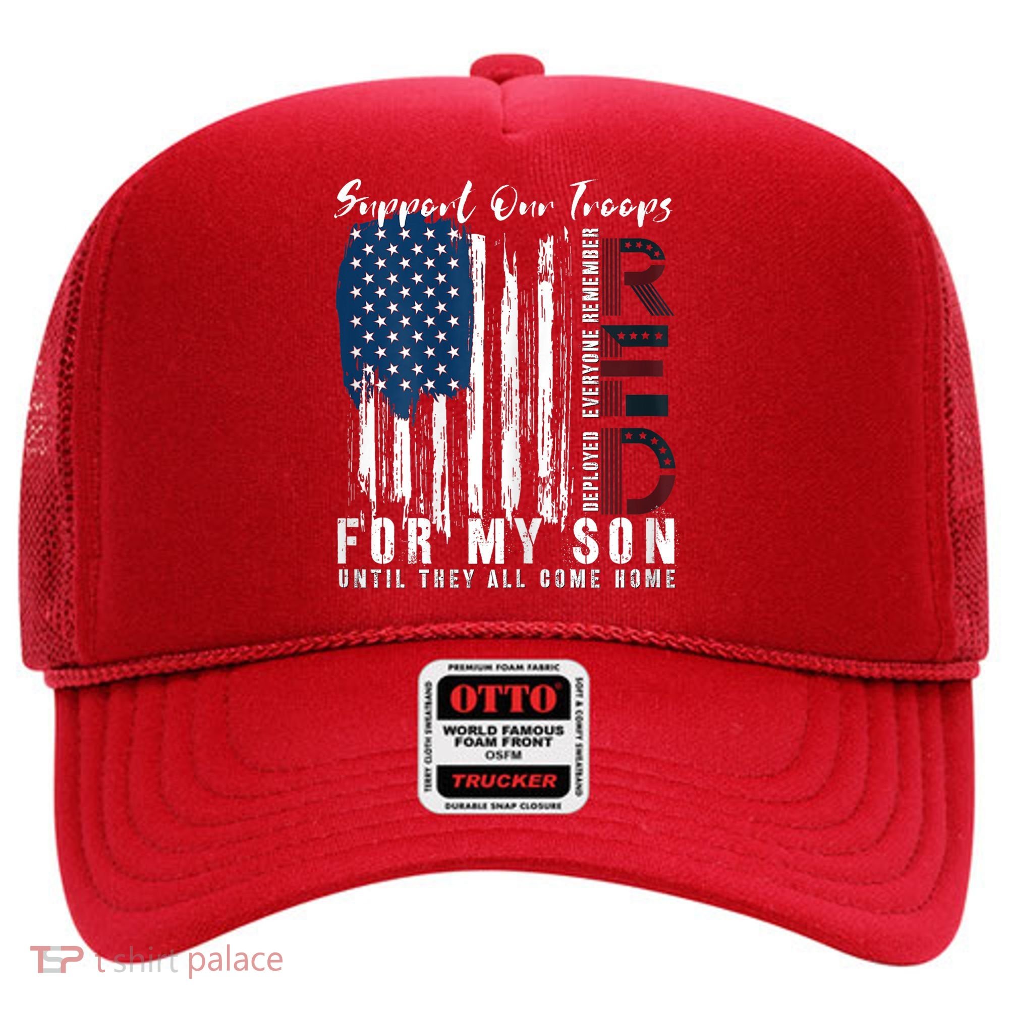 On Friday We Wear Red For My Son Military Support Us Flag Hat