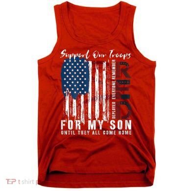 On Friday We Wear Red For My Son Military Support Us Flag Tank Top