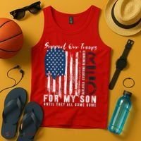 On Friday We Wear Red For My Son Military Support Us Flag Tank Top thumb 4