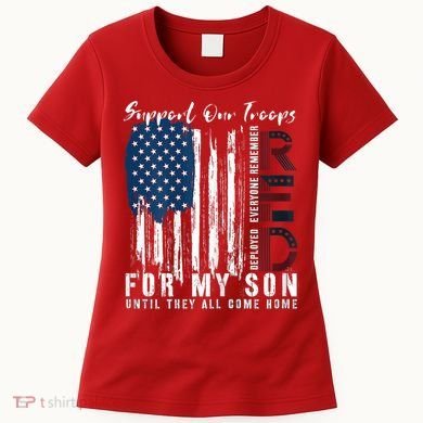 On Friday We Wear Red For My Son Military Support Us Flag Women's T-Shirt