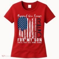 On Friday We Wear Red For My Son Military Support Us Flag Women's T-Shirt thumb 0