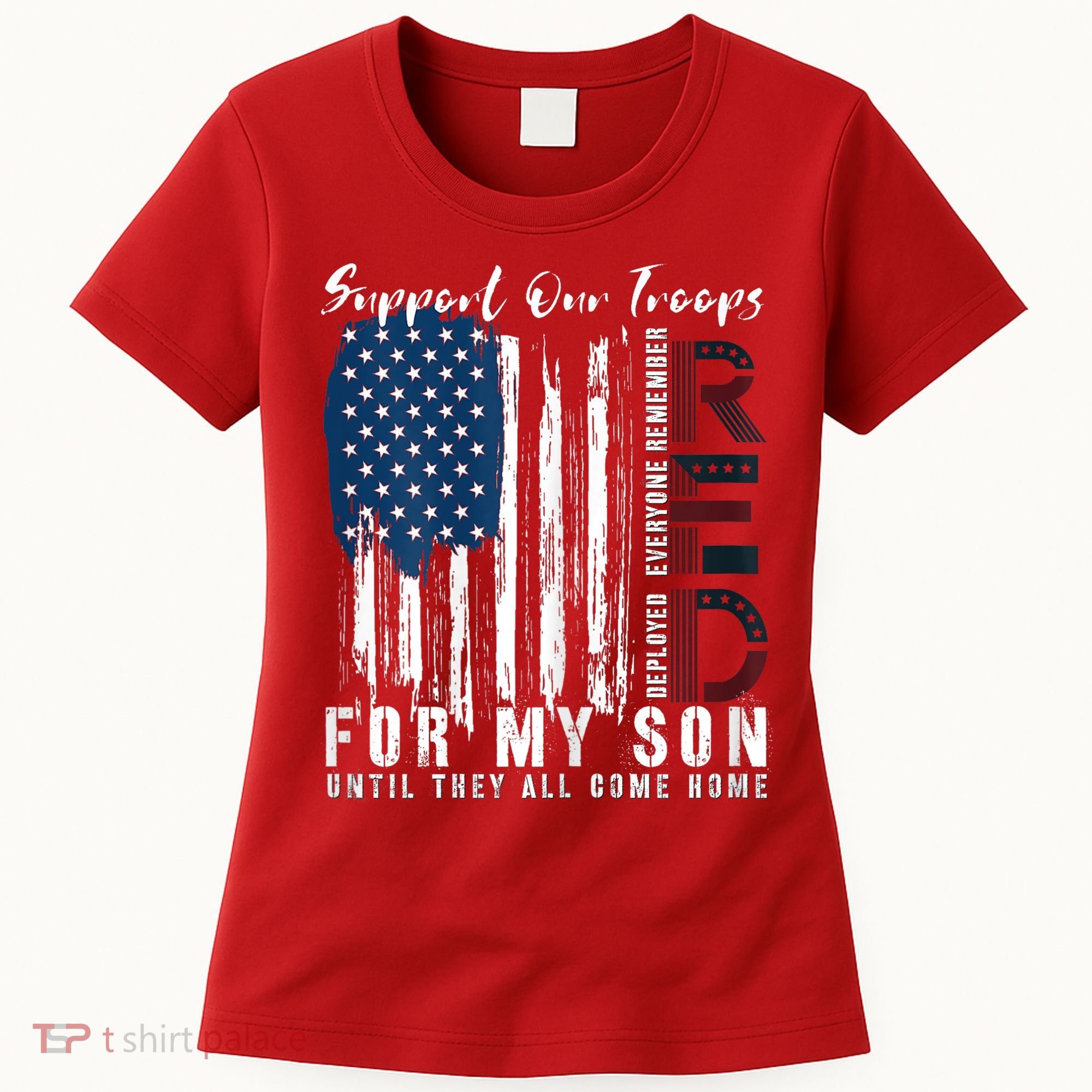 On Friday We Wear Red For My Son Military Support Us Flag Women's T-Shirt