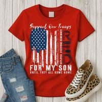 On Friday We Wear Red For My Son Military Support Us Flag Women's T-Shirt thumb 3