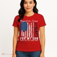 On Friday We Wear Red For My Son Military Support Us Flag Women's T-Shirt thumb 4