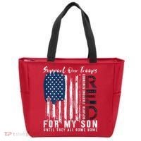 On Friday We Wear Red For My Son Military Support Us Flag Tote Bag thumb 0