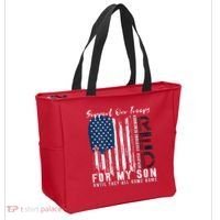 On Friday We Wear Red For My Son Military Support Us Flag Tote Bag thumb 2