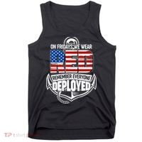 On Fridays We Wear RED Remember Everyone Deployed Tank Top thumb 0
