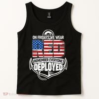 On Fridays We Wear RED Remember Everyone Deployed Tank Top thumb 2