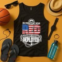 On Fridays We Wear RED Remember Everyone Deployed Tank Top thumb 4