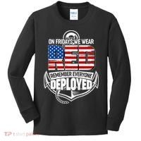 On Fridays We Wear RED Remember Everyone Deployed Kids Long Sleeve Shirt thumb 0