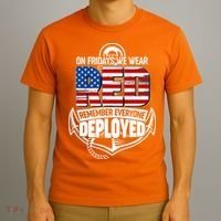 On Fridays We Wear RED Remember Everyone Deployed T-Shirt thumb 3