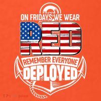 On Fridays We Wear RED Remember Everyone Deployed Baby Bodysuit thumb 2