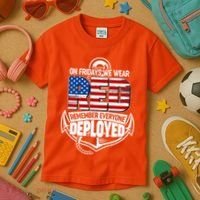 On Fridays We Wear RED Remember Everyone Deployed Kids T-Shirt thumb 3