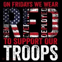 On Fridays We Wear Red To Support Our Troops Red Friday Stripe Pom Pom Beanie thumb 2