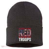 On Fridays We Wear Red To Support Our Troops Red Friday Sustainable Knit Beanie thumb 0