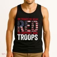 On Fridays We Wear Red To Support Our Troops Red Friday Tank Top thumb 3