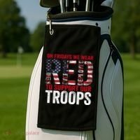 On Fridays We Wear Red To Support Our Troops Red Friday Golf Towel thumb 2