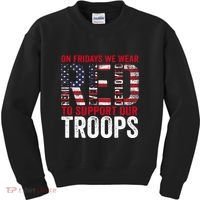 On Fridays We Wear Red To Support Our Troops Red Friday Kids Sweatshirt thumb 0