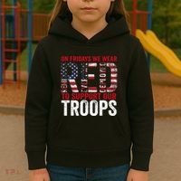 On Fridays We Wear Red To Support Our Troops Red Friday Kids Hoodie thumb 3