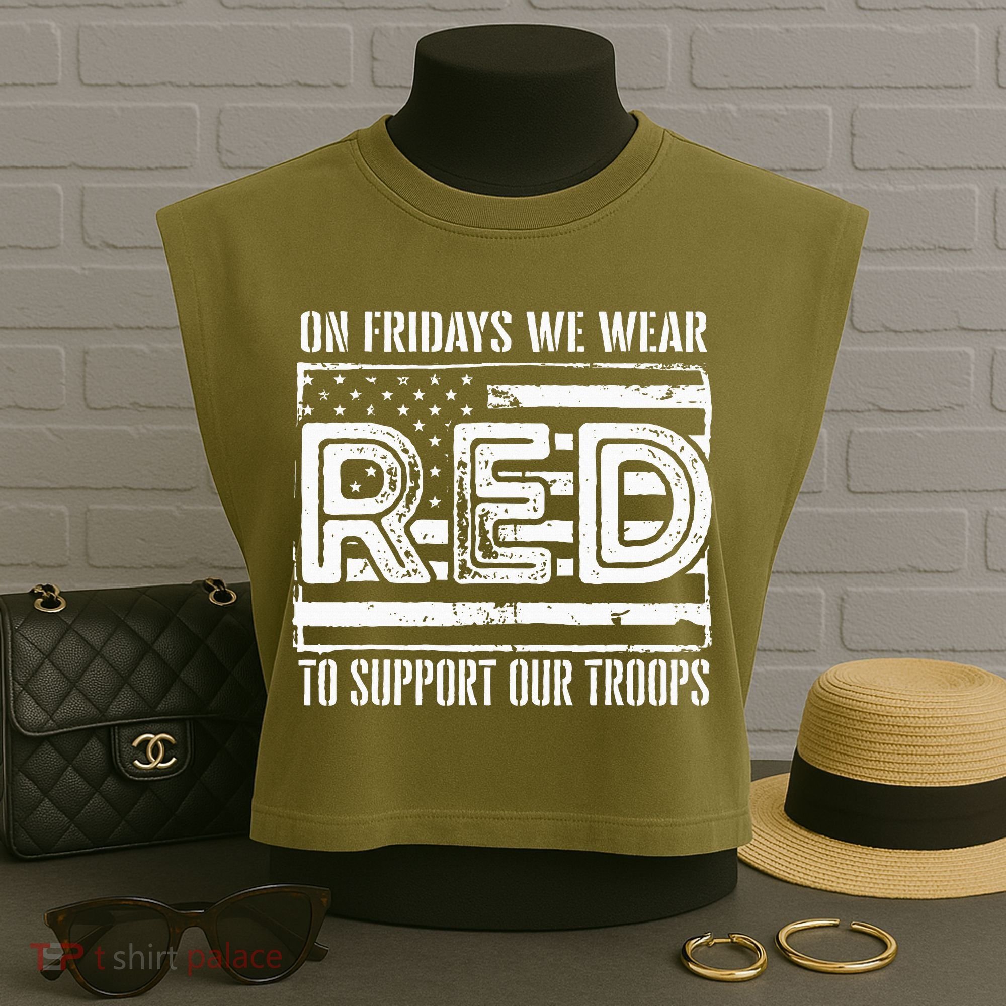 On Fridays We Wear Red To Support Our Troops Red Friday Garment-Dyed Women's Muscle Tee
