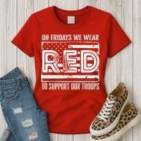 On Fridays We Wear Red To Support Our Troops Red Friday Women's T-Shirt thumb 3