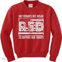 On Fridays We Wear Red To Support Our Troops Red Friday Kids Sweatshirt thumb 0