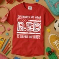 On Fridays We Wear Red To Support Our Troops Red Friday Kids T-Shirt thumb 3
