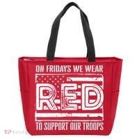 On Fridays We Wear Red To Support Our Troops Red Friday Tote Bag thumb 0