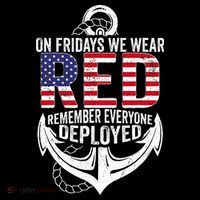 On Fridays We Wear Red Friday Navy Gift Distressed Stripe Pom Pom Beanie thumb 2