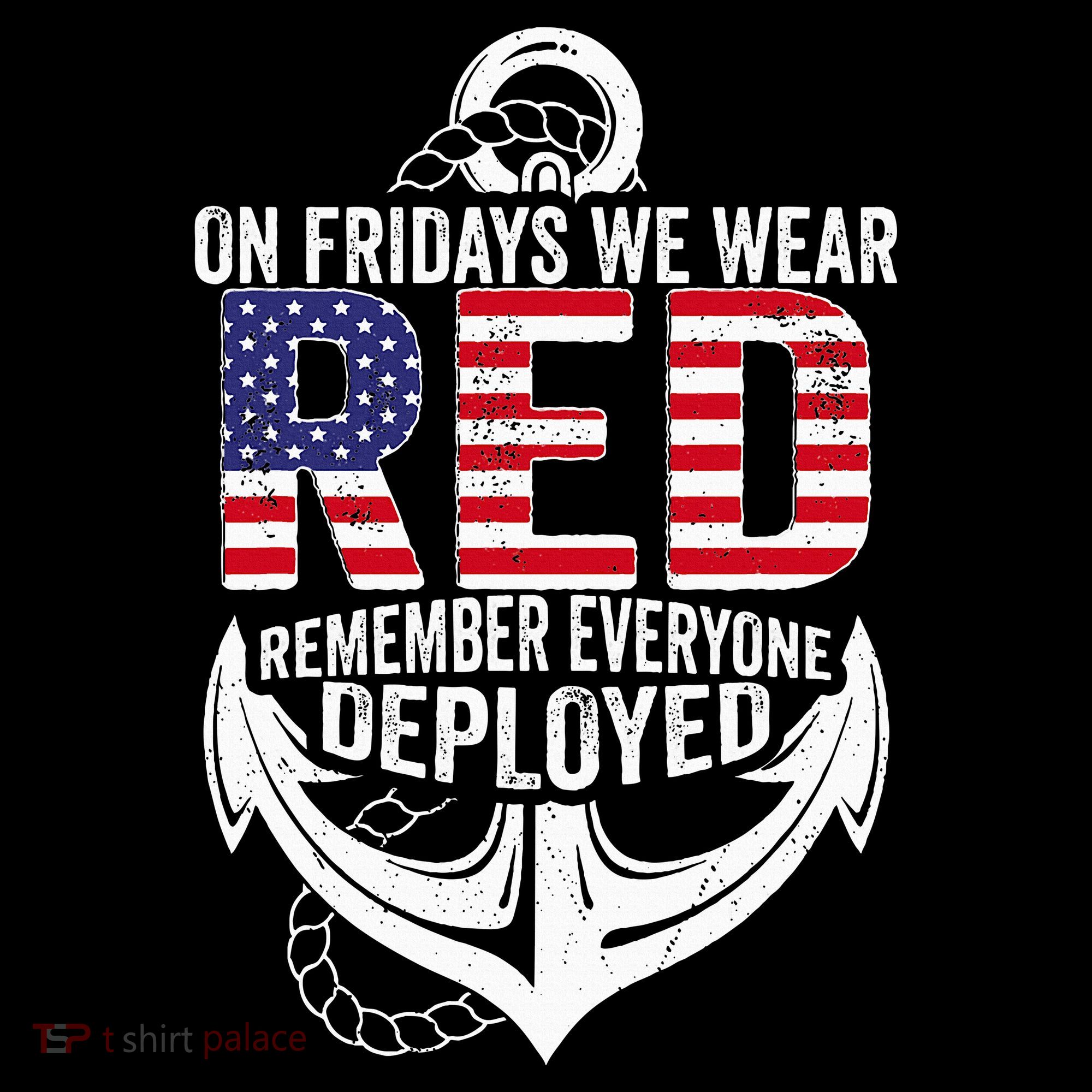 On Fridays We Wear Red Friday Navy Gift Distressed Stripe Pom Pom Beanie