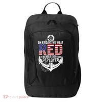 On Fridays We Wear Red Friday Navy Gift Distressed City Backpack thumb 0