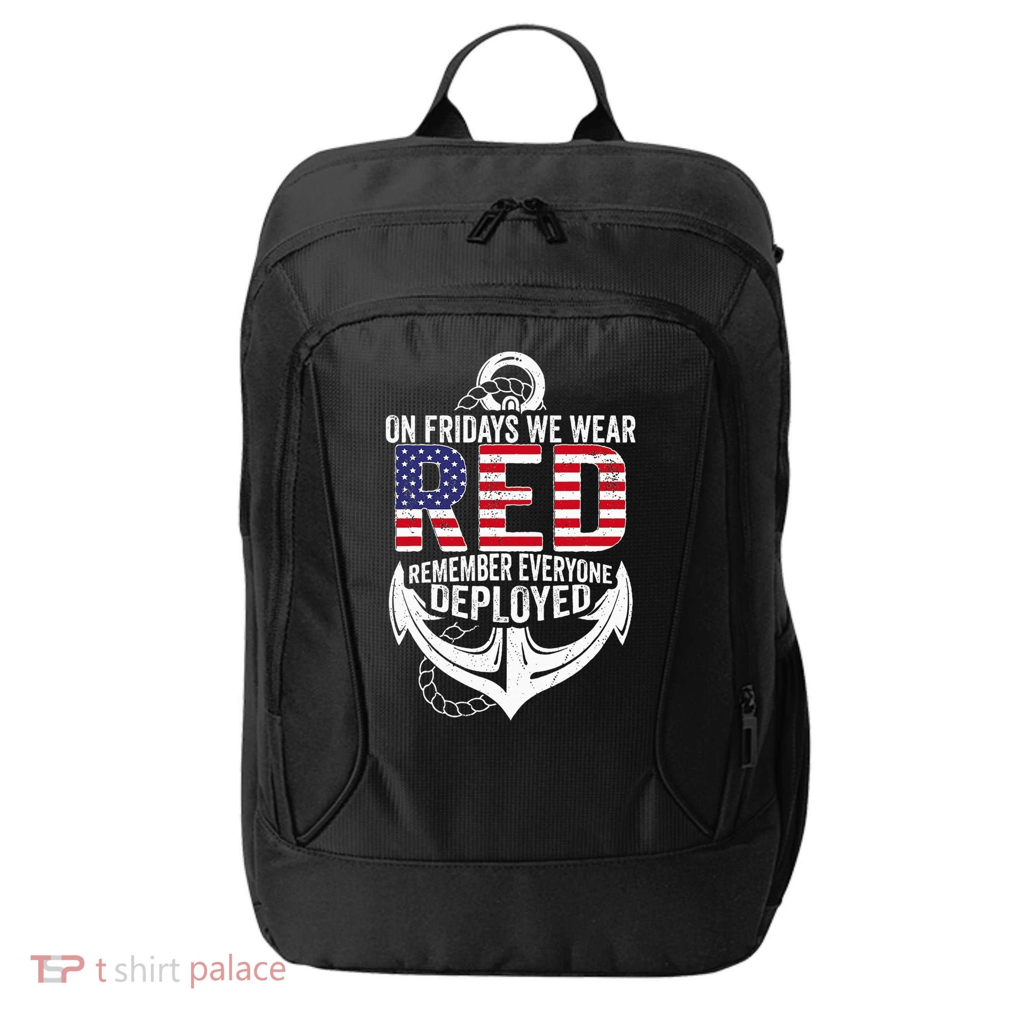On Fridays We Wear Red Friday Navy Gift Distressed City Backpack