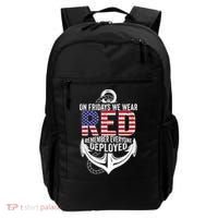 On Fridays We Wear Red Friday Navy Gift Distressed Backpack thumb 0