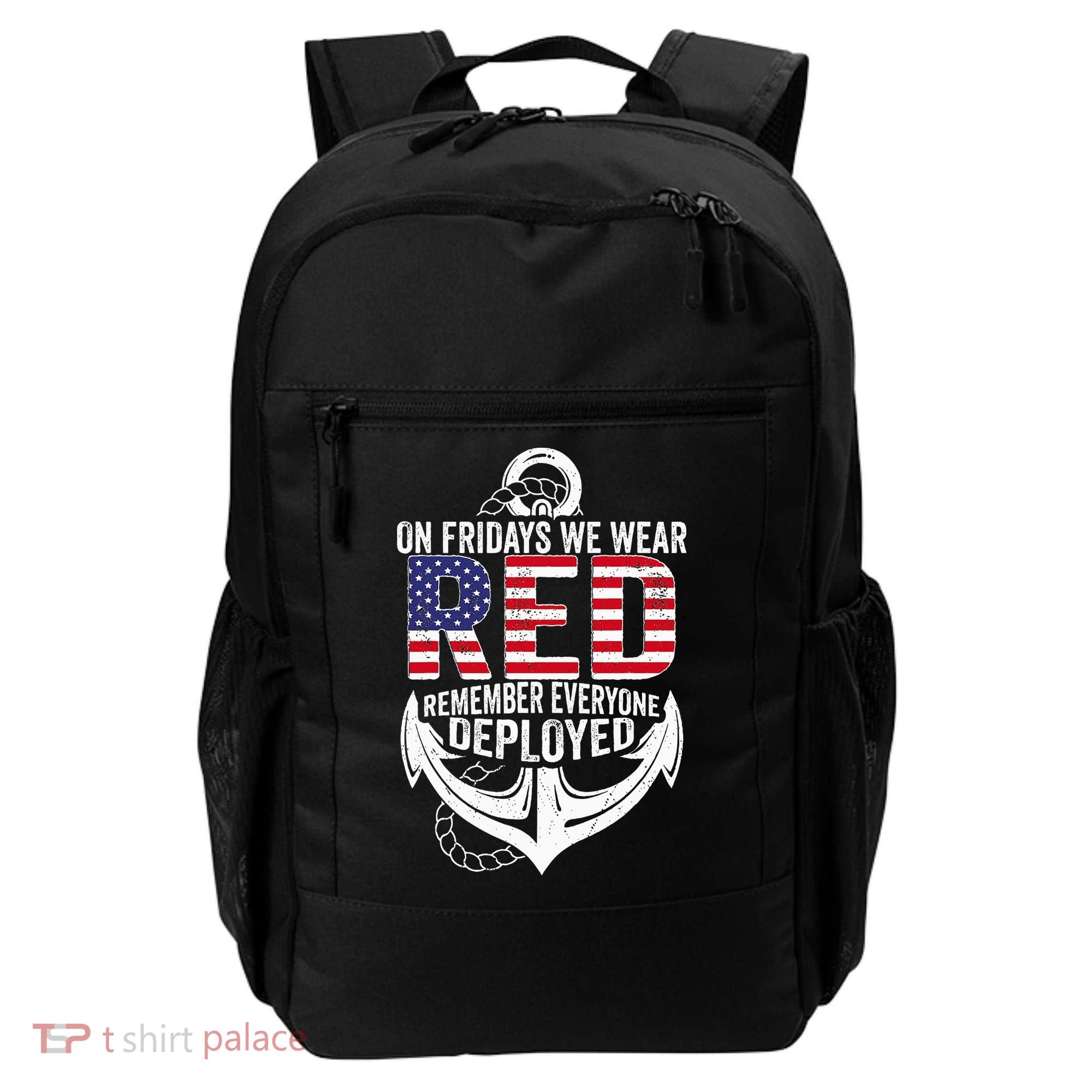 On Fridays We Wear Red Friday Navy Gift Distressed Backpack