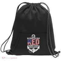 On Fridays We Wear Red Friday Navy Gift Distressed Sweatshirt Cinch Pack Bag thumb 0